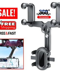 360°Car Rearview Mirror Holder Stand For-Mobile Cell Smart Phone GPS Phone Holde